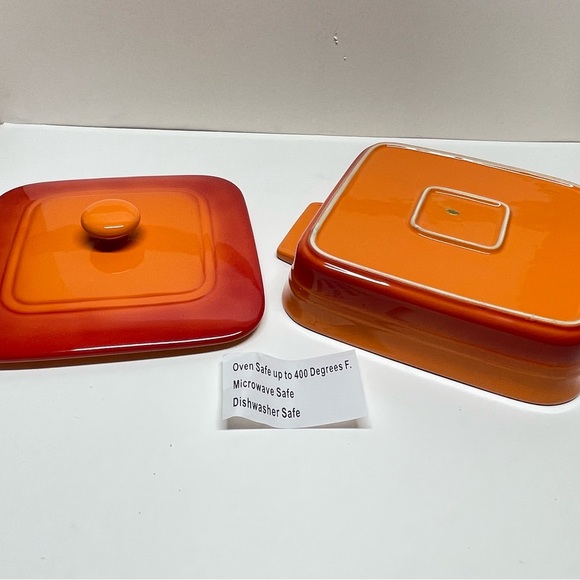 Parini Orange Square Covered Casserole Baker Non Stick 9.5...